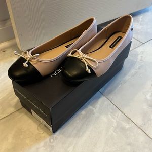 French Connection Chic Flat in Nude Black